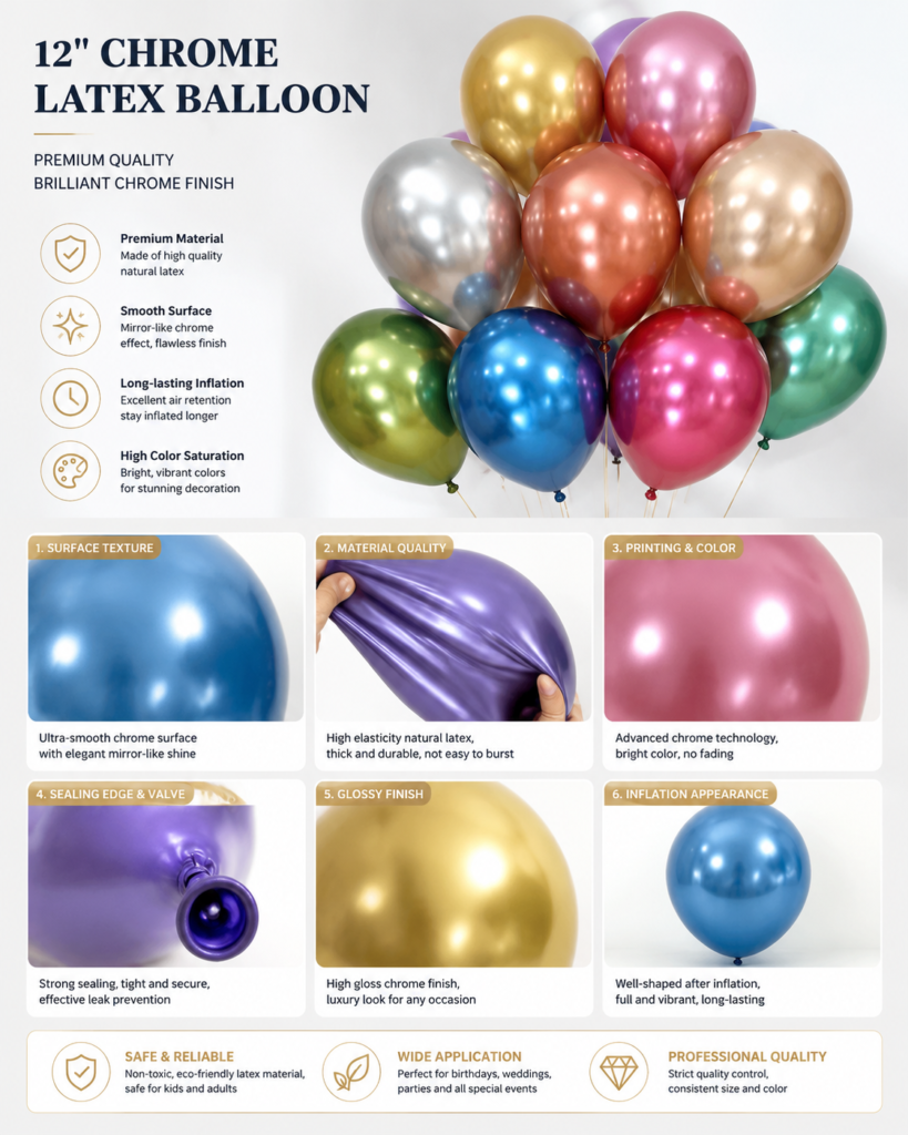 #Chrome Latex Balloon
#Metallic Balloon
#Wholesale Party Supplies
#Birthday Decoration
#Wedding Balloon
#Balloon Manufacturer
#OEM Balloon Supplier
#Event Decoration