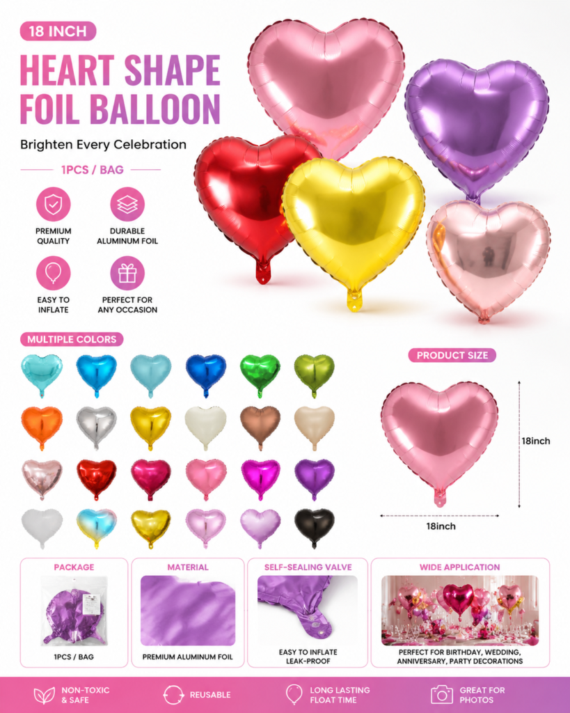 Hearted shape balloons colors sheet