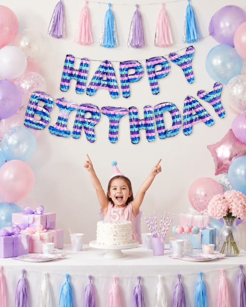 happy birthday balloons banner