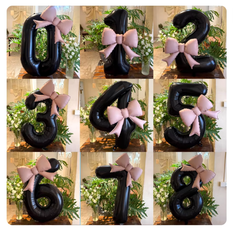 Black number foil balloons